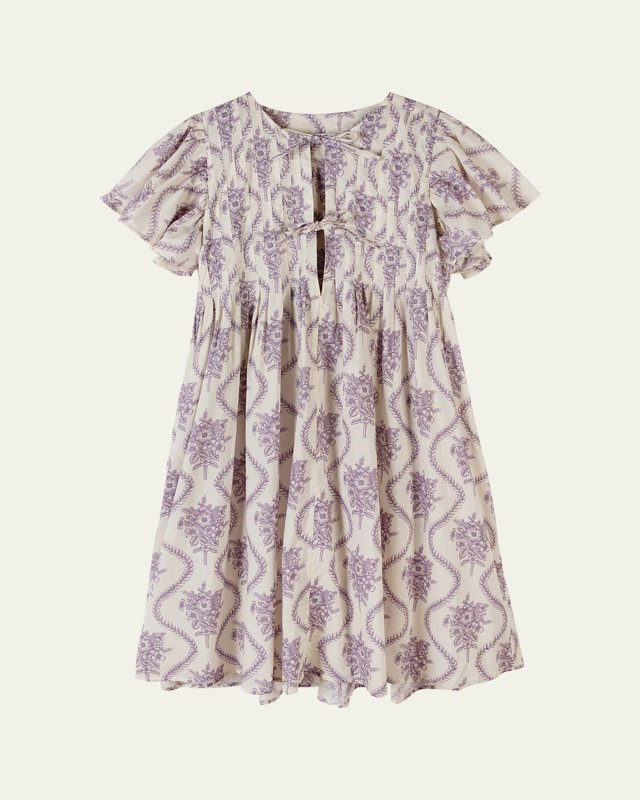 Pleated Floral-Print Organic Cotton Nighti